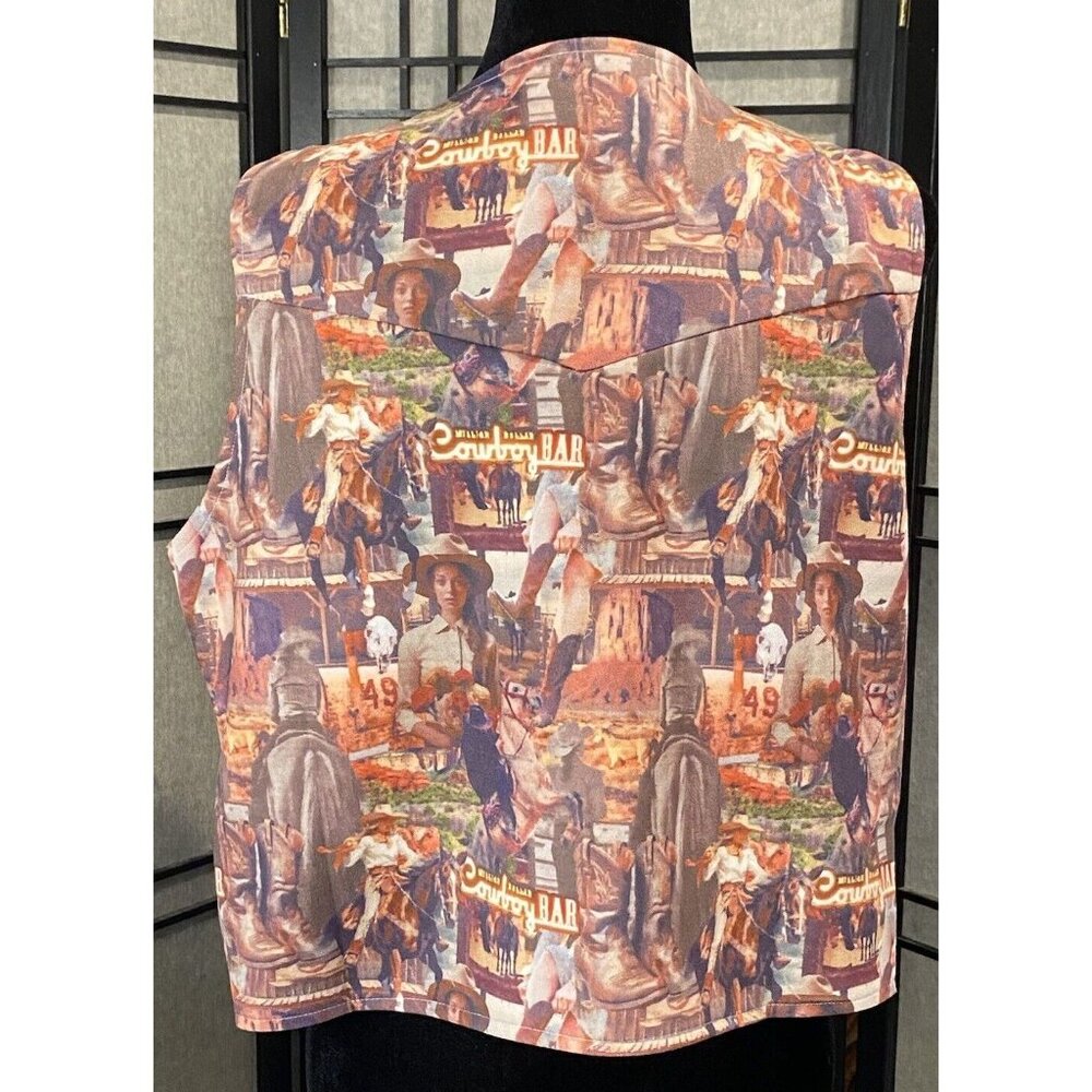 Lucky & Blessed Western Vest Womens Size S Cowgirl Horse RETRO RODEO WEAR